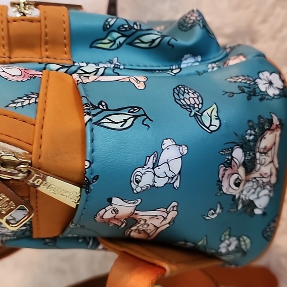 Loungefly Disney Teal and Tan Mini Backpack Bambi Forest Floral main image 5